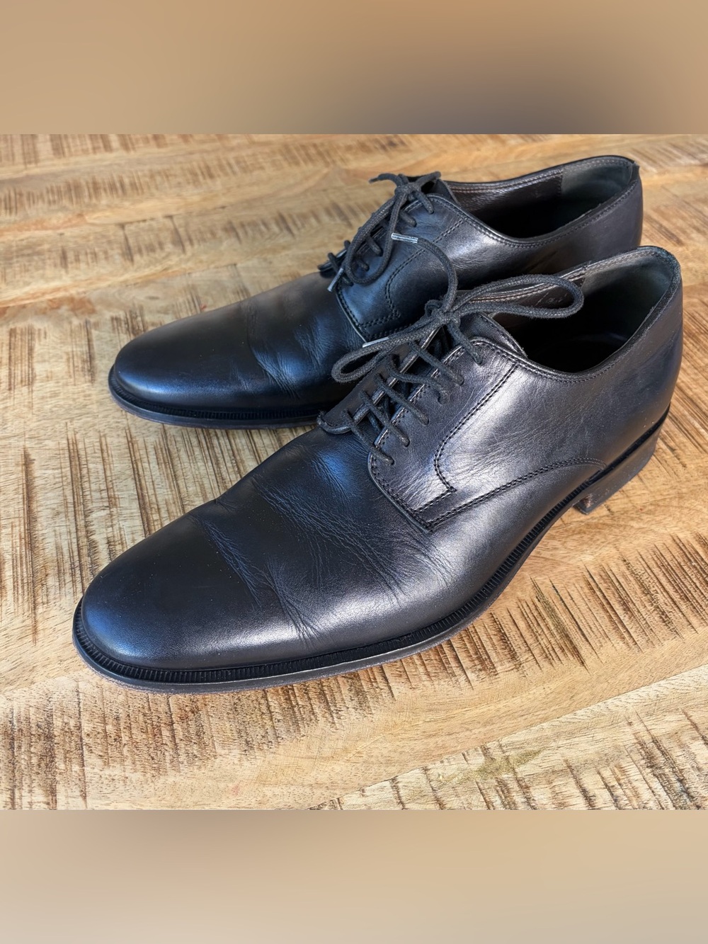 Bruno Magli Black Leather Derby Oxfords